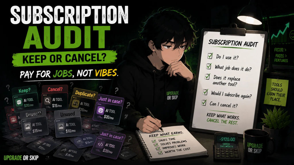 A checklist for auditing AI subscriptions and deciding which tools to keep