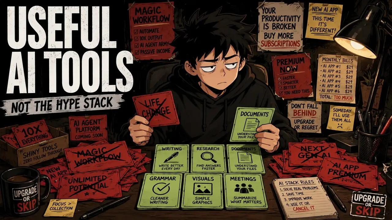Skip sorts through noisy AI tool cards to choose a small set of useful everyday AI tools.