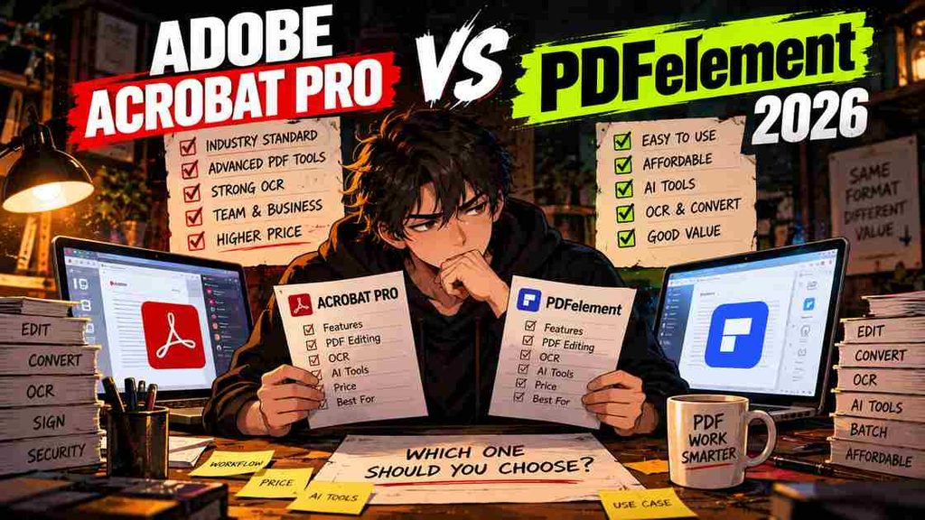 Adobe Acrobat Pro vs PDFelement upgrade decision comparing price PDF editing OCR AI tools and professional workflows