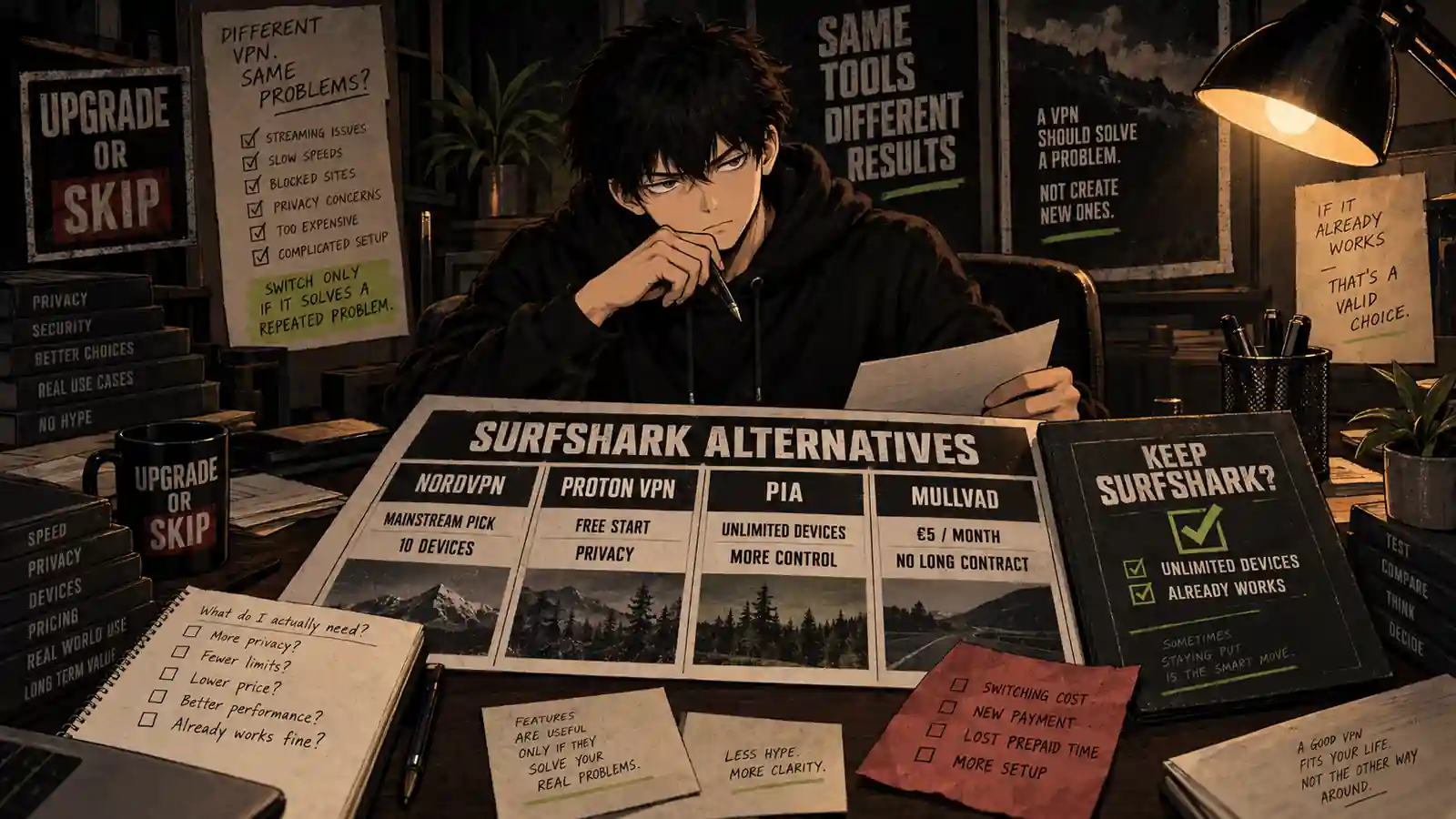 Skip comparing the best Surfshark alternatives including NordVPN, Proton VPN, PIA, and Mullvad in 2026
