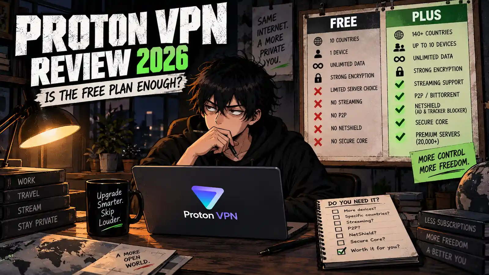 Proton VPN Free vs Plus comparison for Proton VPN Review 2026