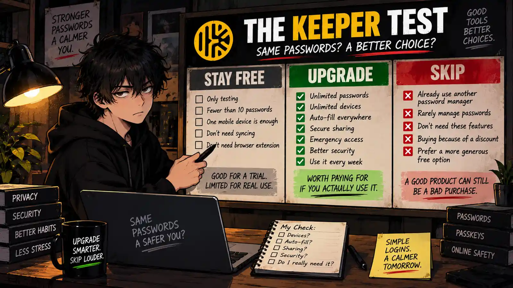 Keeper Password Manager stay free upgrade or skip decision test