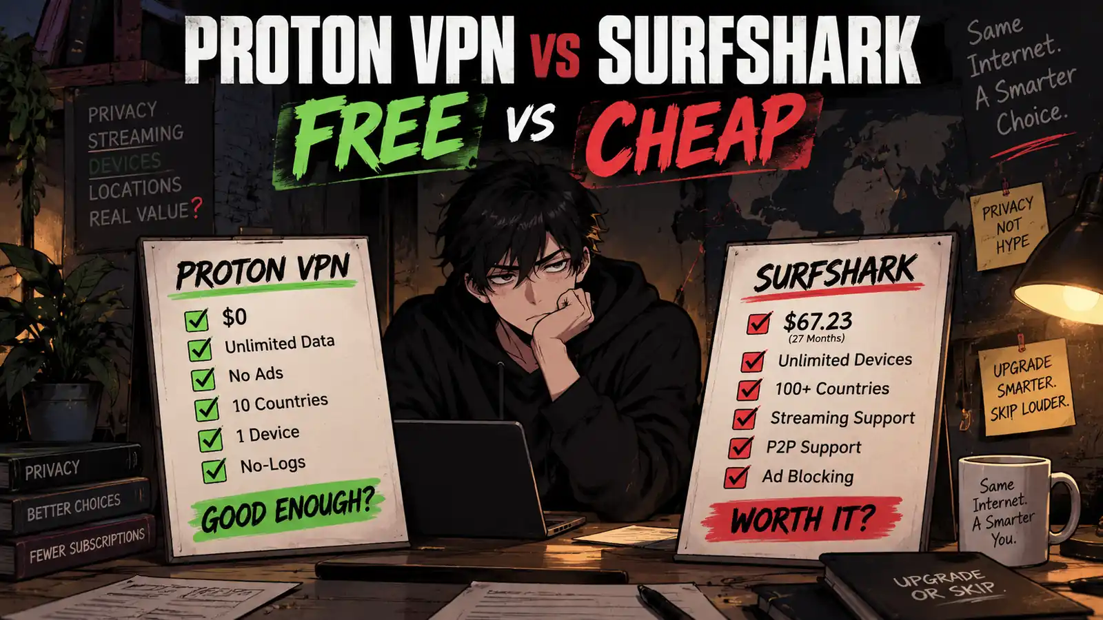 Proton VPN vs Surfshark Free vs cheap VPN comparison 2026
