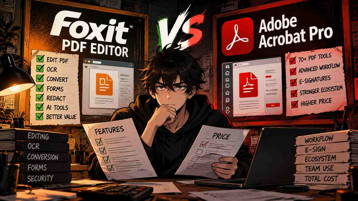 Foxit PDF Editor vs Adobe Acrobat Pro 2026 comparison